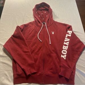 Pacsun Playboy Red zip up hoodie Unisex